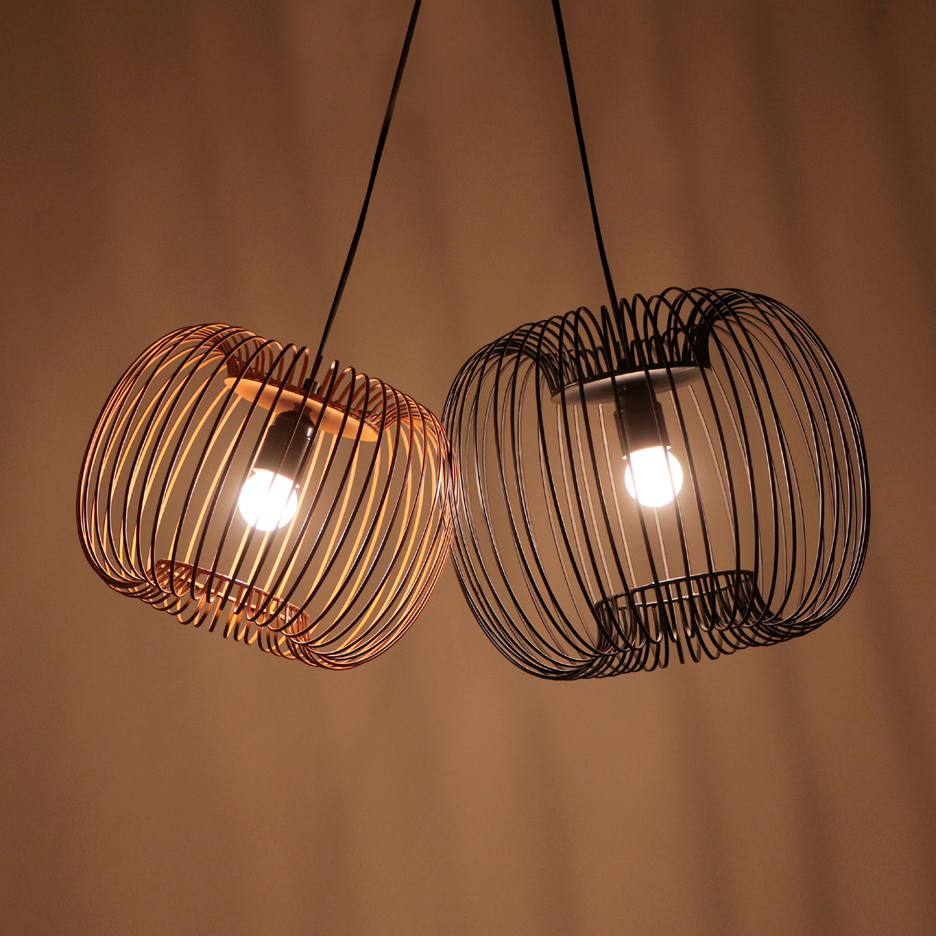 Zura Bubble Pressed Black Hanging Lamp by homeblitz.in